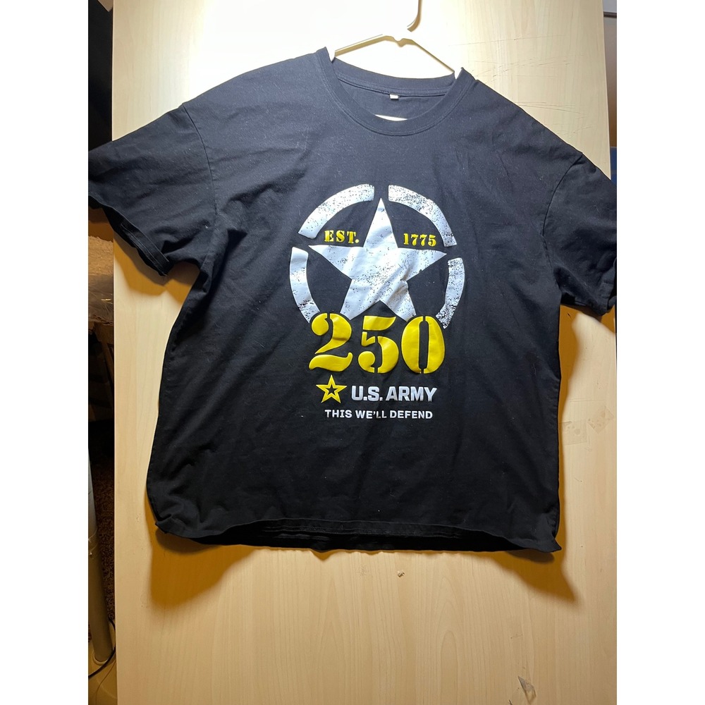 US Army 250th Anniversary Black T Shirt 2XL EST 1775 This We'll‎ Defend
